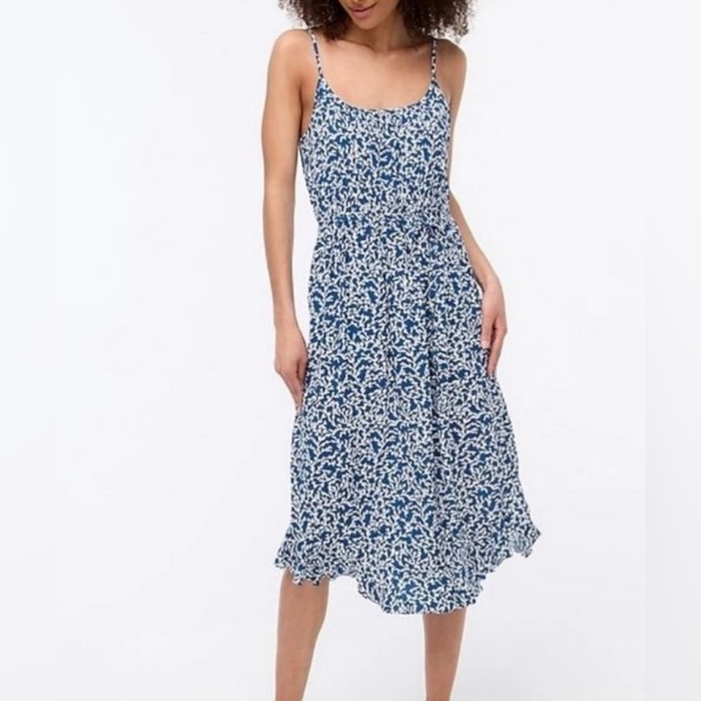 J.Crew Factory Blue and White Floral Sundress - Sz 14